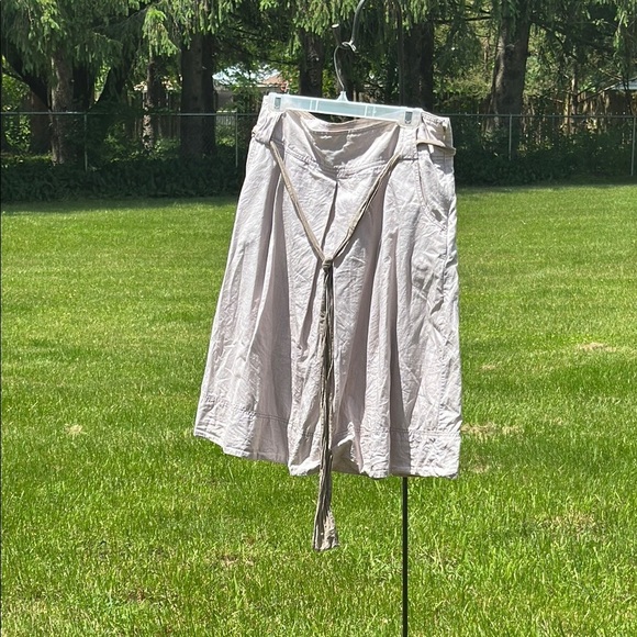 ANA A New Approach Light Tan Midi Skirt with Belt Tie Accent Women's Size 16 GUC - Picture 1 of 10